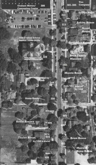 CLICK TO ENLARGE The names of the former homes along S College Ave. 
